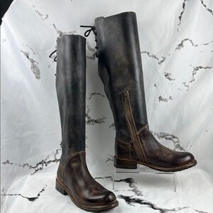 BED|STU Manchester Leather Riding Boots Two Tone Lace Back Equestrian Knee High